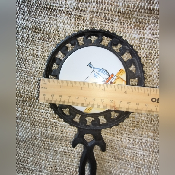 Vintage Cast Iron Framed Tile Trivet - Picture 3 of 9